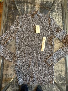 NWT Studio Works Marled Mock Neck Women's Sweater - Black & White